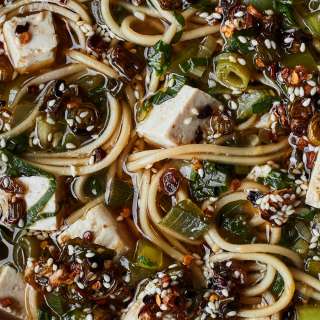 Tofu Bok Choy Soup with Noodles