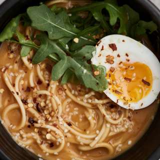 Sweet Potato Noodle Bowls with Arugula