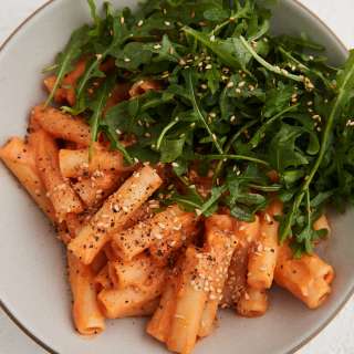 Miso Carrot Pasta with Arugula
