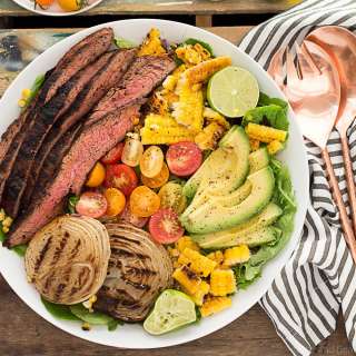 Mexican Grilled Flank Steak Salad with Honey Lime Dressing