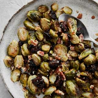 Roasted Brussels Sprouts with California Fig Compote and Walnuts