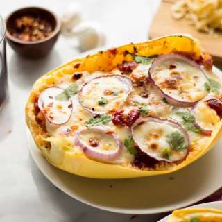 BBQ Chicken Pizza Spaghetti Squash Boats