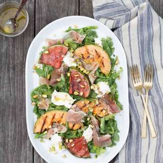 Grilled Melon Salad with Prosciutto and Burrata