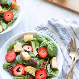 Strawberry Basil Pecan Salad with Goat Cheese Dressing