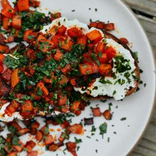Harissa Sweet Potato Ricotta Toast