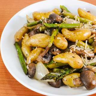 Roasted Baby Potatoes, Mushrooms, Onions, and Asparagus