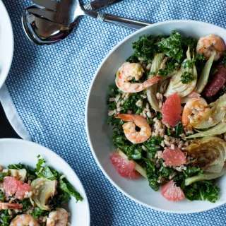 Roasted Shrimp, Fennel and Grapefruit Kale Salad