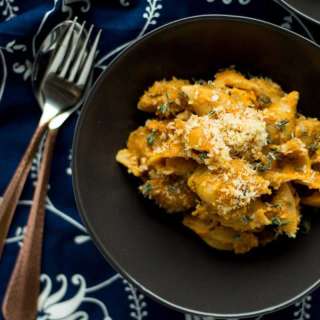 Pumpkin, Gruyere and Goat Cheese Mac and Cheese