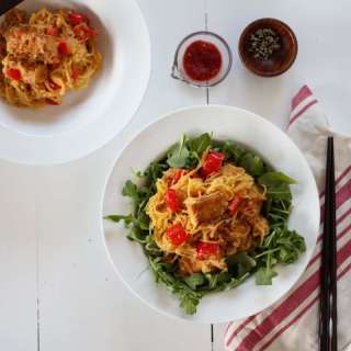 Spicy Peanut Tofu and Spaghetti Squash