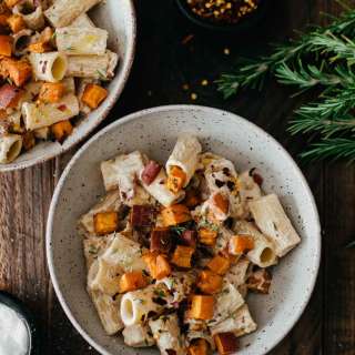 Sweet Potato Pasta with Vegan Walnut Cream Sauce