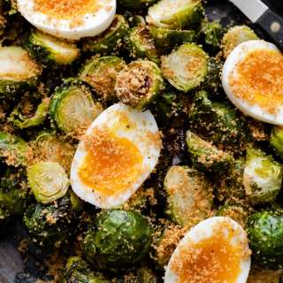 Oven Roasted Brussels Sprouts with Jammy Eggs