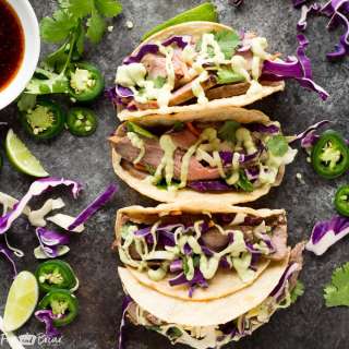 Honey Lime Steak Tacos with Avocado Crema