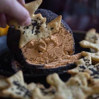 Roasted Garlic Cheese Ball for Halloween