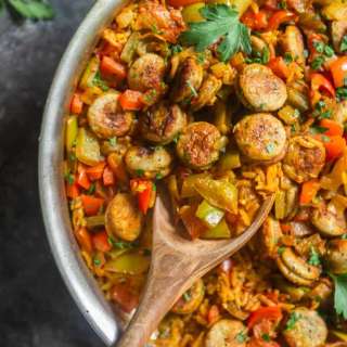 Easy One Pot Sausage and Rice Skillet