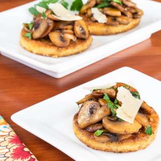 Polenta Bites with Garlic Butter Mushrooms