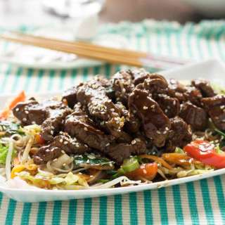 10-minute hoi sin beef and noodles