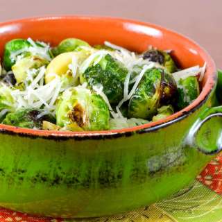 Roasted Brussels Sprouts with Garlic Slivers and Parmesan