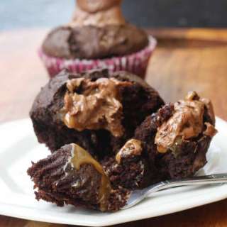 chocolate caramel koala ‘self-saucing’ cupcakes for two