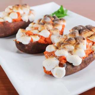 Twice Baked Maple & Cinnamon Yams with Mini Marshmallows