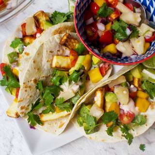 Halloumi Tacos with Pineapple Mango Salsa