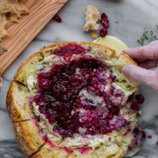 Pull Apart Baked Cranberry Brie Bread Bowl
