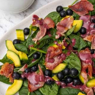 Blueberry Spinach Salad (With Bacon And Avocado)