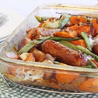 Easy Sausage Tray bake (With Sweet Potatoes And Orange)