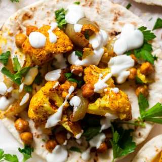 Spiced Cauliflower Chickpea Pitas