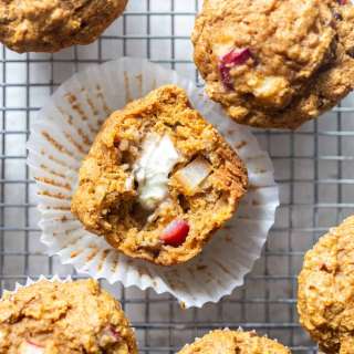 Healthy Apple Rhubarb Muffins