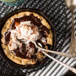 Chocolate Chip Cookie Blondie Skillet Sundae For Two