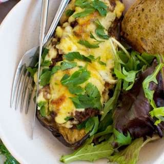 Easy Greek Stuffed Eggplant (Papoutsakia Or 'Little Shoes'!)