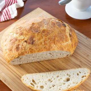 No-Knead Rustic Bread with Roasted Garlic