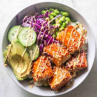 Crispy Salmon Rice Bowls