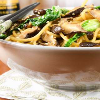 Bok Choy, Shiitake, and Garlic Noodles