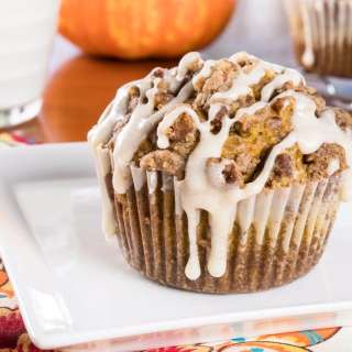 Brown Butter Pumpkin Streusel Muffins with Brown Butter Glaze