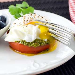 Poached Egg with Tomato and Pesto