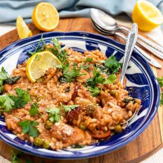 Baked Chicken And Chorizo Risotto (One Pot!)