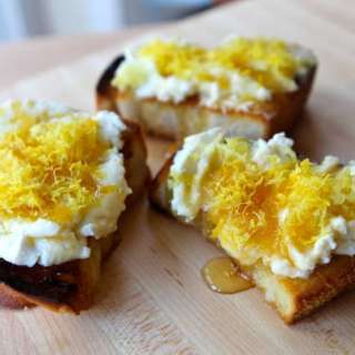 Challah Bruschetta with Lemon Ricotta and Honey