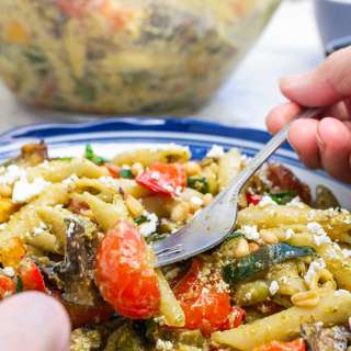 Easy Penne Pesto Pasta With Vegetables (Hot Or Cold)