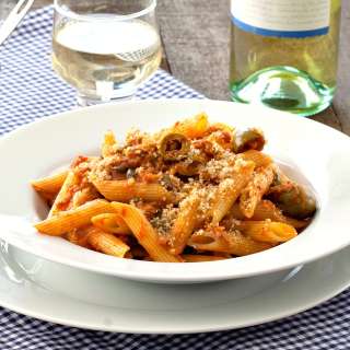 Tuna, Olive and Caper Pasta with Garlic Breadcrumbs