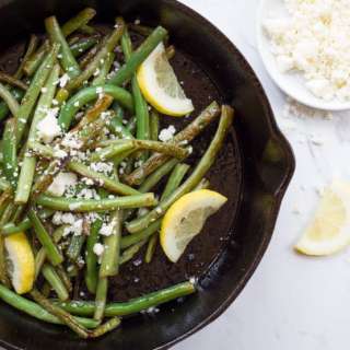Skillet Seared Green Beans with Lemon and Cotija Cheese