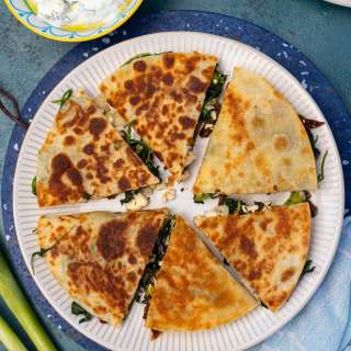 Greek Quesadillas With Tsatziki (Easiest Spanakopita!)