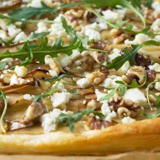 Pear, feta and walnut tart