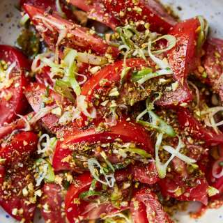 Tomatoes with Pistachios and Scallions
