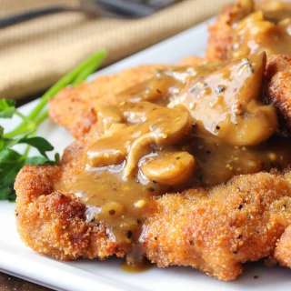 German Schnitzel with Mushroom Gravy
