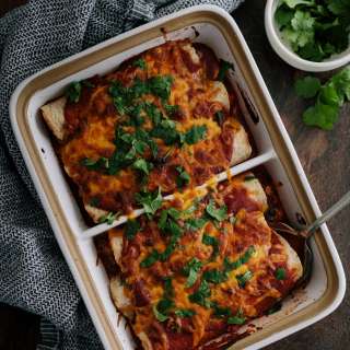 Pinto Bean Sweet Potato Enchiladas