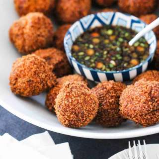 Asian Fried Shrimp Balls with Spicy Dipping Sauce