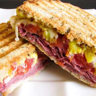 Pastrami, Peppers, Swiss, and Tomato on Rye