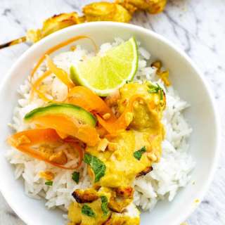 Easy Satay Chicken With Rice