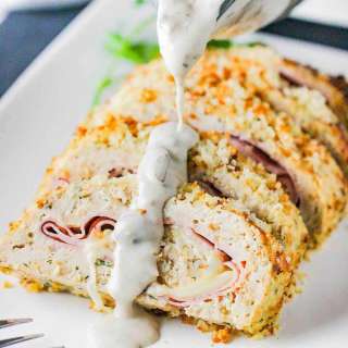 Air Fryer Cordon Bleu Meatloaf with Creamy Mushroom Sauce